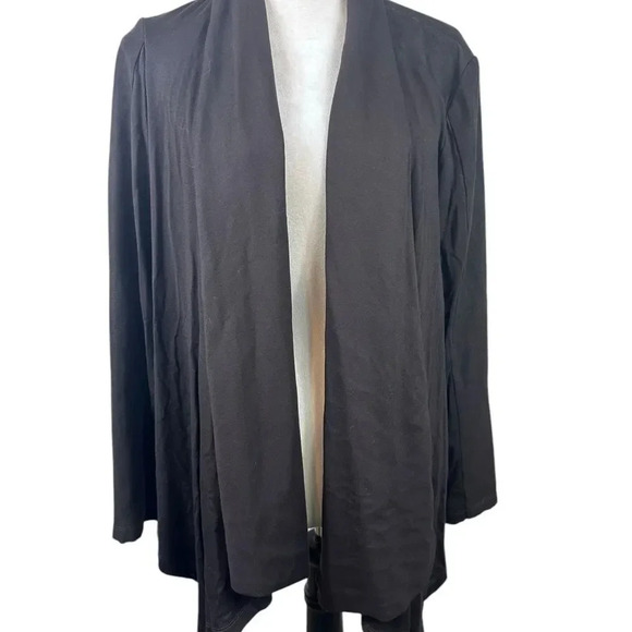 Doncaster dark brown open front jacket with accent shoulder trim size large - Picture 2 of 6